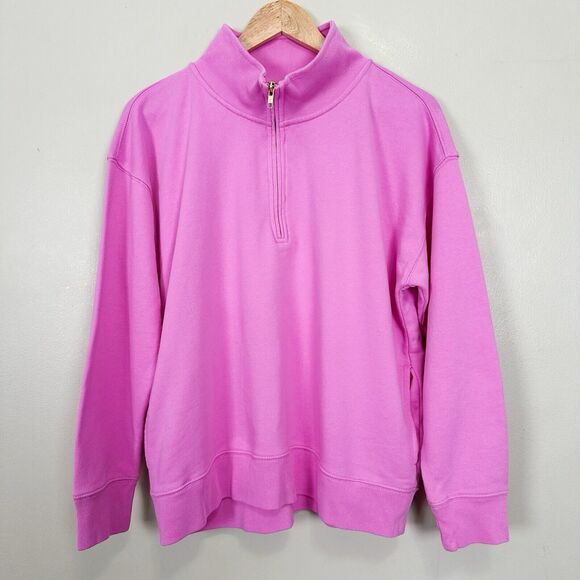 J. Crew 1/4 Zip Mock Neck Sweatshirt Womens Small Preppy Sporty‎ Softcore Retro - Picture 1 of 10